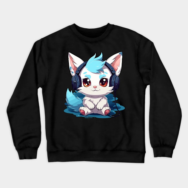 Cool Gamer Cat Crewneck Sweatshirt by DadJokesDotCo